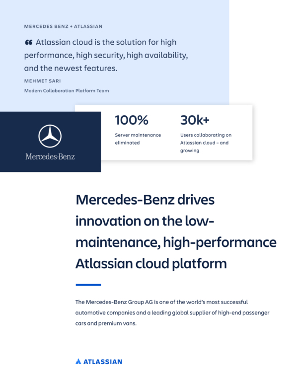 Mercedes-Benz drives innovation on the lowmaintenance, high-performance Atlassian cloud platform